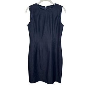 Elie Tahari Dress Womens 4 Blue Sleeveless Sheath Exposed Zip Work Knee Length